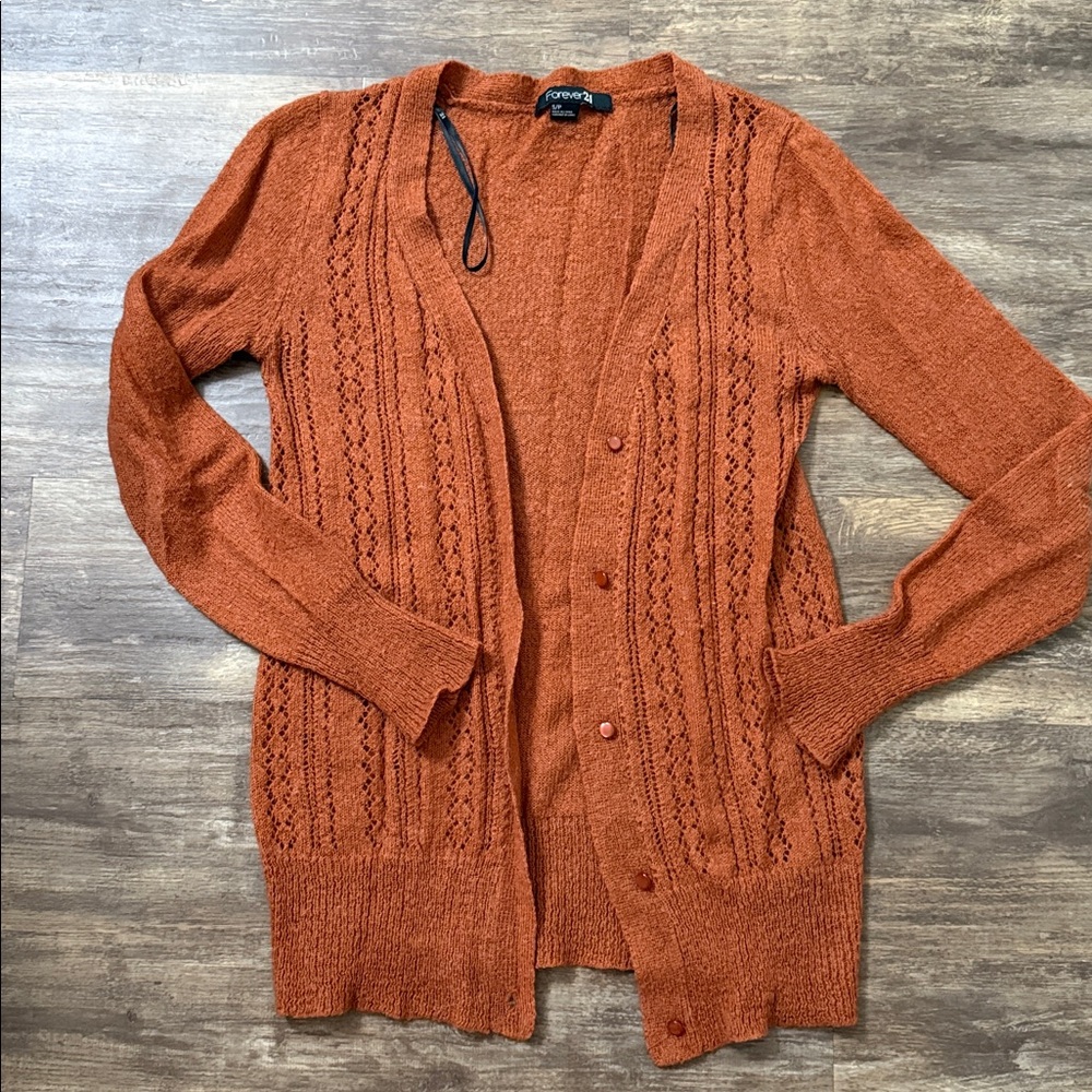 Forever 21 Rust Open-Front Cardigan